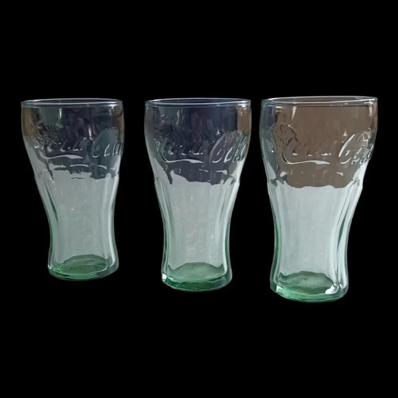Vtg Set of 6 green glass coca cola - Picture 5 of 6